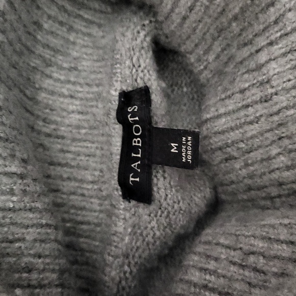 Talbots Womens Medium Grey Pink‎ Stripe Turtleneck Sweater Warm Winter Casual - Picture 2 of 5